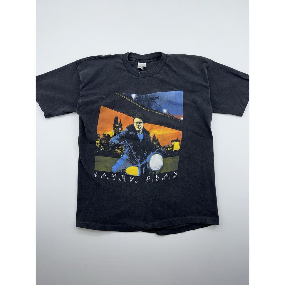 Vintage 1990 James Dean Riding A Motorcycle Black T Shirt Brooklyn Bridge Sonaka